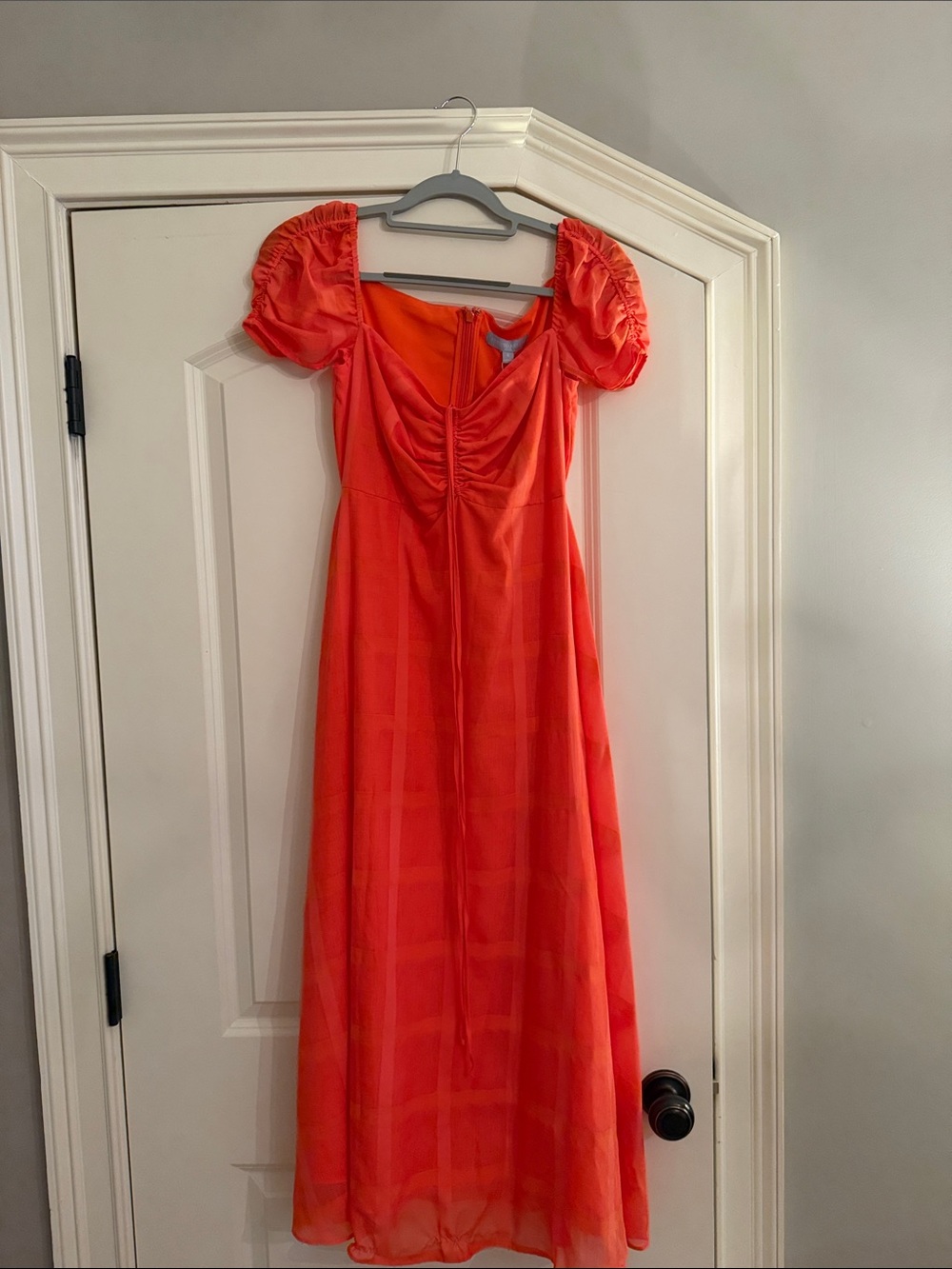 ANTONIO MELANI Coral Puff-Sleeve Maxi Dress